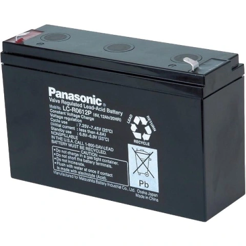 מצבר עופרת נטען VRLA - PANASONIC 6V 12AH PANASONIC