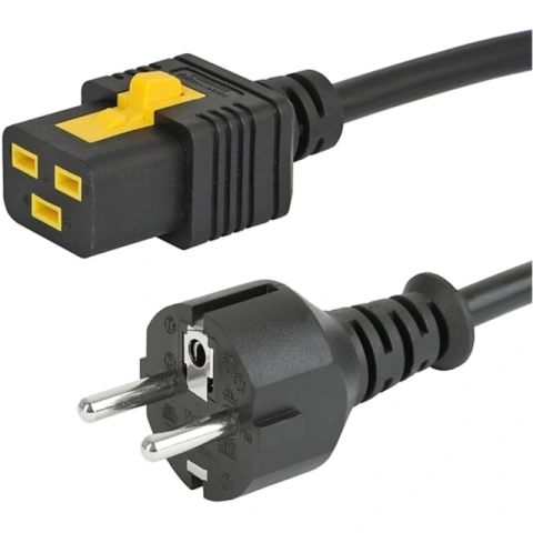 כבל חשמל יצוק עם נעילת 2M , IEC C19 ~ EU PLUG - V-LOCK SCHURTER