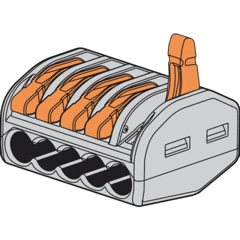 מחבר טרמינל בלוק - CAGE CLAMP 222 - חמישה מגעים WAGO