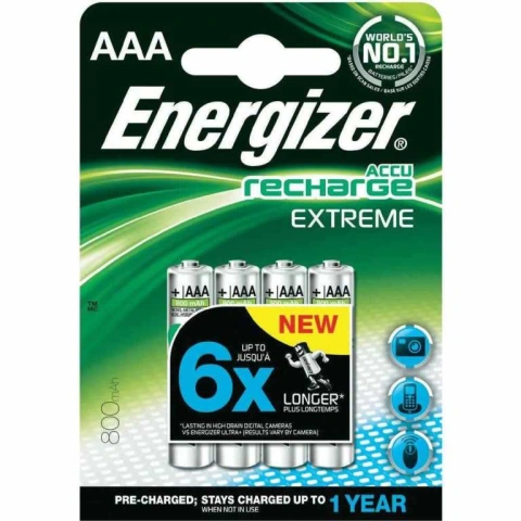 רביעיית סוללות נטענות - ENERGIZER - AAA - 1.2V 800MAH - NIMH ENERGIZER