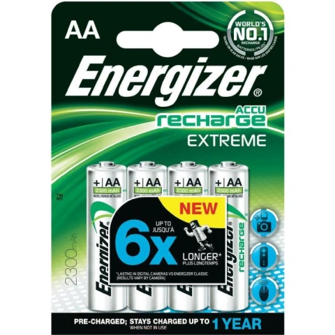 רביעיית סוללות נטענות - ENERGIZER - AA - 1.2V 2300MAH - NIMH ENERGIZER