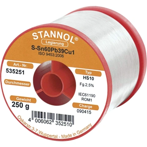 בדיל להלחמה - FLUX CORED - 60/40 - 0.5MM - 250G STANNOL