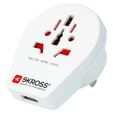 מתאם חשמל בינלאומי - SKROSS WORLD TO USA & USB SKROSS