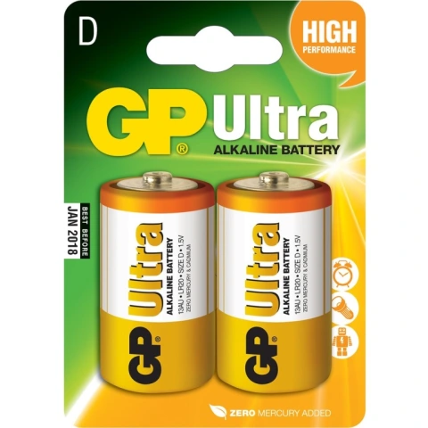 זוג סוללות אלקליין - D 1.5V - GP ULTRA ALKALINE GP BATTERIES