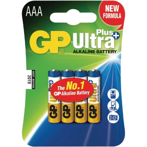 רביעיית סוללות אלקליין - AAA 1.5V - GP ULTRA PLUS ALKALINE GP BATTERIES