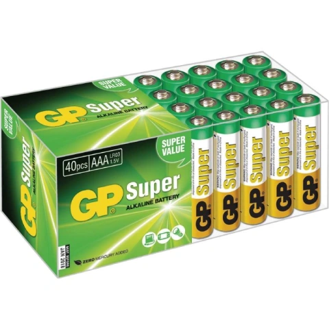 40 סוללות אלקליין - AAA 1.5V - GP SUPER ALKALINE GP BATTERIES