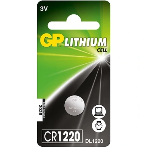 סוללת כפתור ליתיום - CR1220 3V GP BATTERIES