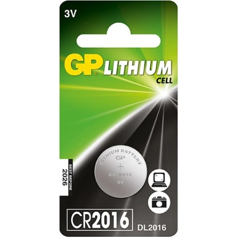 סוללת כפתור ליתיום - CR2016 3V GP BATTERIES