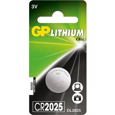 סוללת כפתור ליתיום - CR2025 3V GP BATTERIES