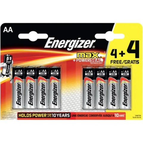 8 סוללות אלקליין - AA 1.5V - ENERGIZER MAX ALKALINE ENERGIZER