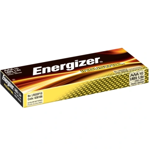 10 סוללות אלקליין - AAA 1.5V - ENERGIZER INDUSTRIAL ALKALINE ENERGIZER