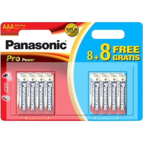 16 סוללות אלקליין - AAA 1.5V - PANASONIC PRO POWER PANASONIC