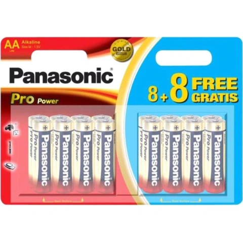 16 סוללות אלקליין - AA 1.5V - PANASONIC PRO POWER PANASONIC