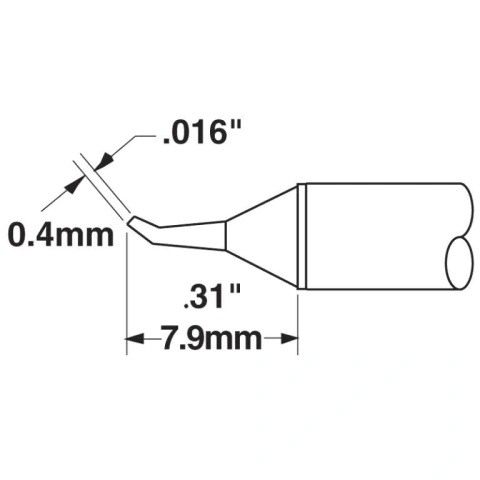 ראש לידית מלחם - METCAL CVC-8CN0004R - BENT 0.4MM METCAL