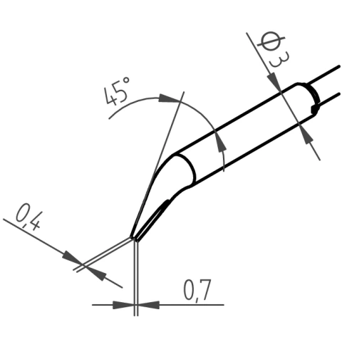 ראש לידית מלחם - ERSA 0462PDLF007 - BENT 0.7MM ERSA