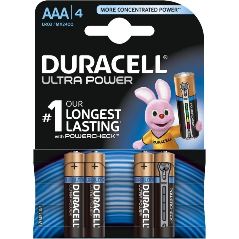 רביעיית סוללות אלקליין - AAA 1.5V - DURACELL ULTRA ALKALINE DURACELL