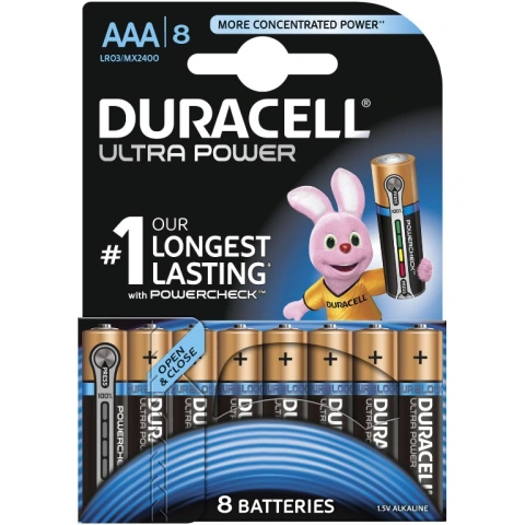 8 סוללות אלקליין - AAA 1.5V - DURACELL ULTRA ALKALINE DURACELL