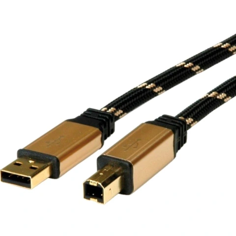 כבל ROLINE GOLD - 1.8M - B(M) ~ A(M) - USB 2.0 ROLINE