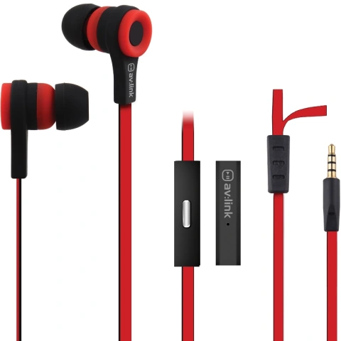 אוזניות סיליקון עם דיבורית - AV:LINK 100.310 RED/BLK AV:LINK