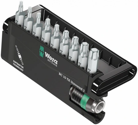 סט ביטים מקצועי - 10 יחידות - WERA BIT CHECK 10 TX UNIVERSAL 2 WERA