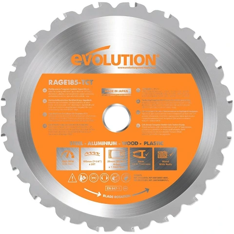 להב מסור - EVOLUTION RAGE TCT 185MM EVOLUTION