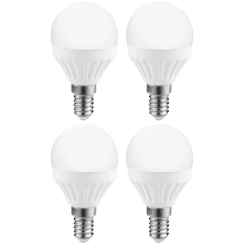 רביעיית נורות COOL WHITE LED 3W - הברגה E14 - עדשה חלבית PRO-ELEC