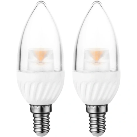 זוג נורות DAYLIGHT LED 5W - הברגה E14 - עדשת נר שקופה PRO-ELEC