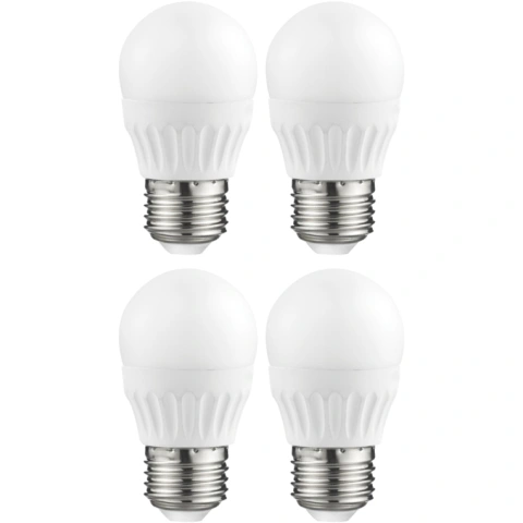 רביעיית נורות WARM WHITE LED 3W - הברגה E27 - עדשה חלבית PRO-ELEC