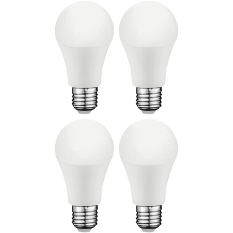 רביעיית נורות COOL WHITE LED 10W - הברגה E27 - עדשה חלבית PRO-ELEC