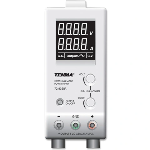 ספק כוח מעבדתי - SWITCHING - יציאה אחת - (1-20V / 0-5A) TENMA