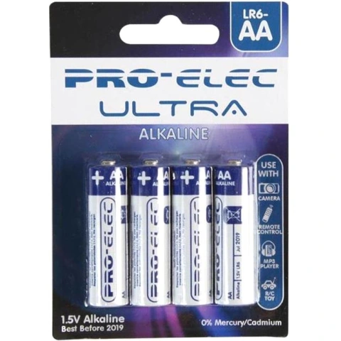 רביעיית סוללות אלקליין - AA 1.5V - PRO-ELEC ULTRA ALKALINE PRO-ELEC