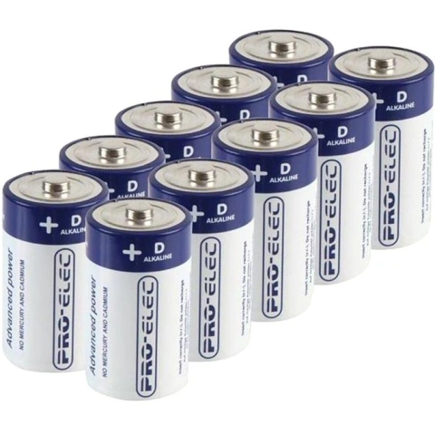 10 סוללות אלקליין - D 1.5V - PRO-ELEC ULTRA ALKALINE PRO-ELEC