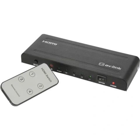 ממתג HDMI אקטיבי עם שלט רחוק - חמש כניסות AV:LINK