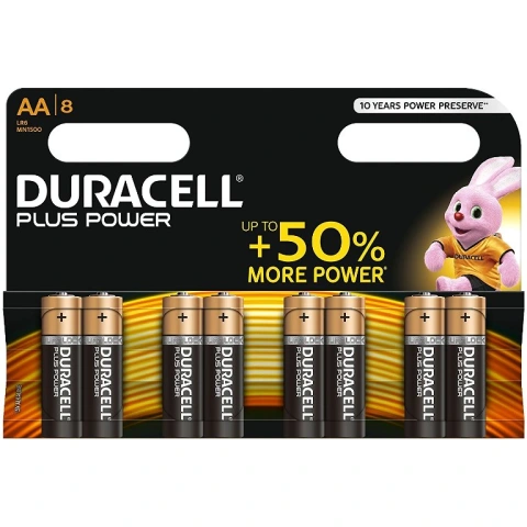 8 סוללות אלקליין - AA 1.5V - DURACELL PLUS POWER ALKALINE DURACELL