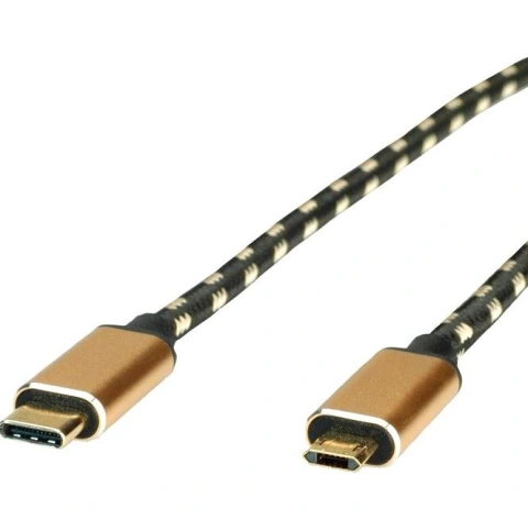 כבל 4.5M - USB3.1 C(M) ~ MICRO USB2.0 B(M-REV) - USB GOLD ROLINE