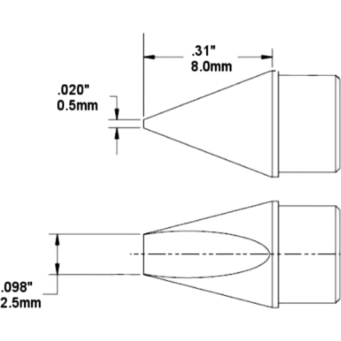 ראש לידית מלחם - METCAL HCV-7CH0025S - CHISEL 2.5MM METCAL