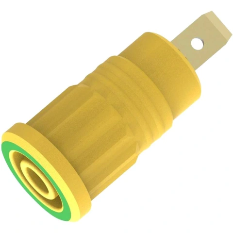 שקע בננה 4MM לנעיצה לפנל - בידוד צהוב / ירוק - TENMA 72-14250 TENMA