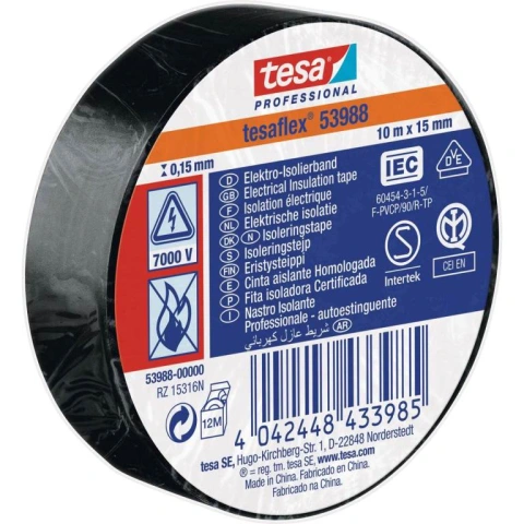 איזולירבנד מקצועי שחור - TESA 53988 - 19MM X 25M TESA