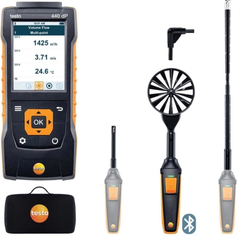 מודד ספיקת אוויר דיגיטלי - TESTO 440 dP AIR FLOW COMBO KIT 2 TESTO