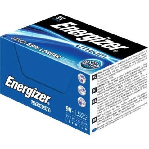 10 סוללות ליתיום - ENERGIZER ULTIMATE LITHIUM - PP3 9V ENERGIZER