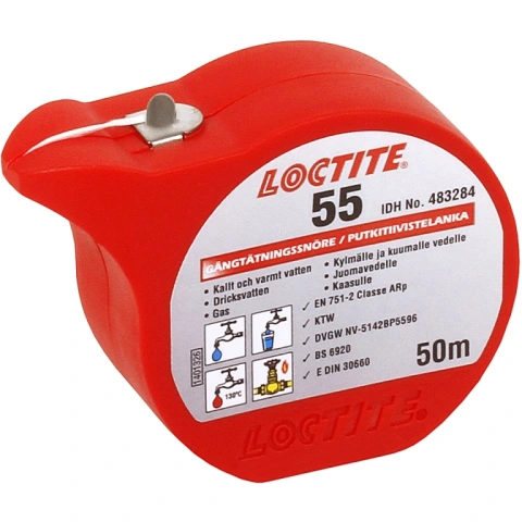 חוט טפלון מקצועי לאיטם צנרת - LOCTITE 55 - גליל 50 מטר LOCTITE