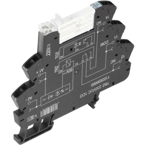 ממסר אלקטרוני עם תושבת לפס דין - 24VDC SPDT 6A WEIDMULLER