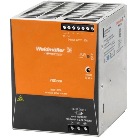 ספק כוח AC/DC לפס דין - 480W - 85V~264V ⇒ 48V / 10A WEIDMULLER