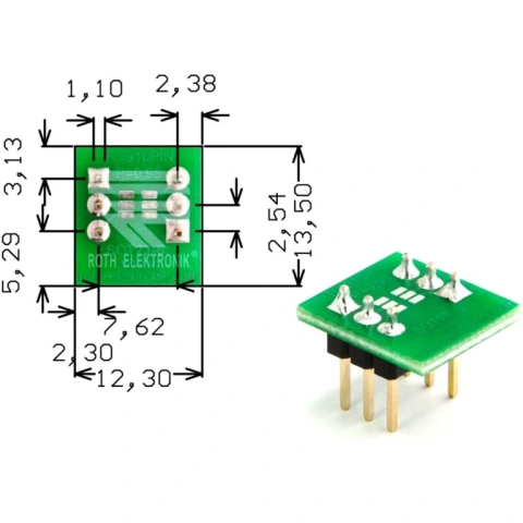 לוח מתאם לרכיבי SOT23-6 ~ DIP - SMD ROTH ELEKTRONIK