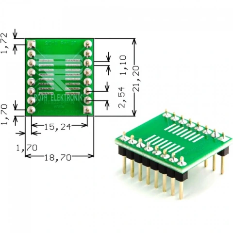 לוח מתאם לרכיבי SOIC-16 ~ DIP - SMD ROTH ELEKTRONIK