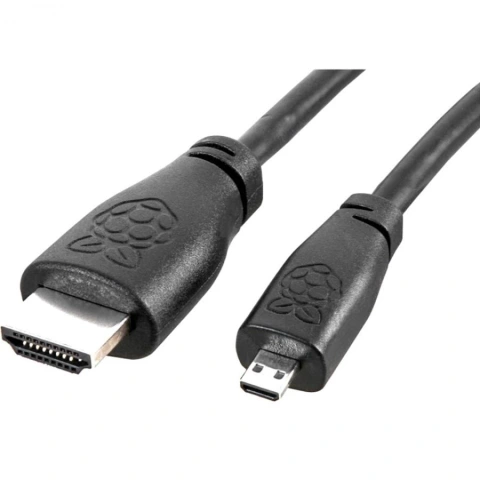 כבל MICRO HDMI 2.0 שחור עבור RASPBERRY PI 4 - אורך 2 מטר RASPBERRY PI