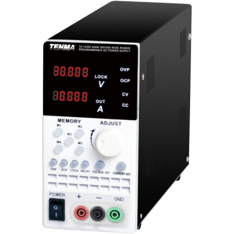 ספק כוח מעבדתי - PROG & WIDE RANGE - יציאה אחת - (0-30V / 0-30A) TENMA