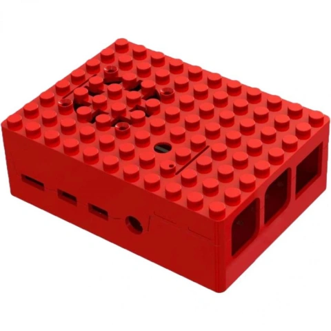 קופסת זיווד PI-BLOX אדומה עבור RASPBERRY PI 4 MULTICOMP PRO