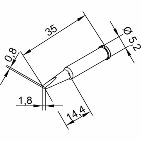 ראש לידית מלחם - ERSA 0102CDLF18L - CHISEL 1.8MM ERSA