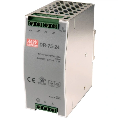 ספק כוח AC/DC לפס דין - 76W - 85V~264V ⇒ 12V / 6.3A MEAN WELL